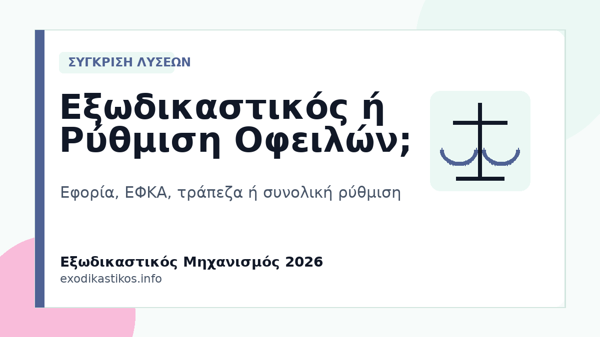 Εξωδικαστικός ή Ρύθμιση Εφορίας, ΕΦΚΑ ή Τράπεζας: Τι Συμφέρει το 2026